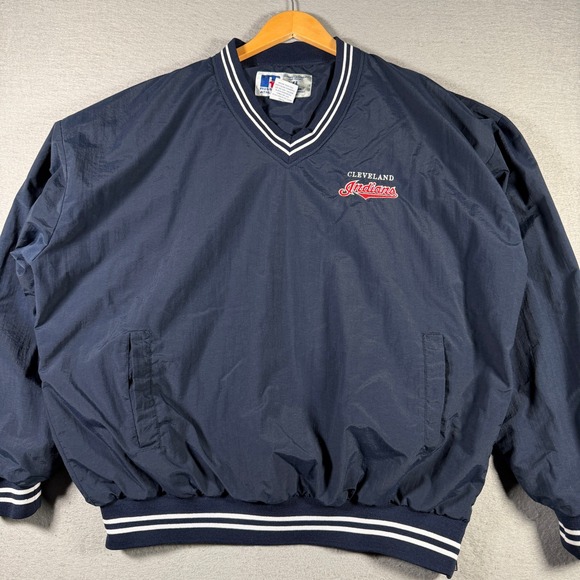 Russell Athletic Other - Vintage Cleveland Indians V-Neck Windbreaker XL Navy Blue MLB Russell Athletic